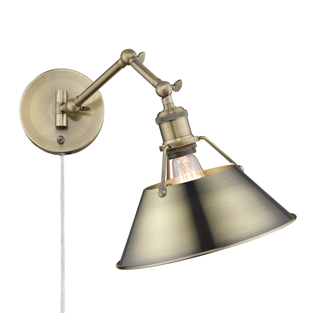 Yep by Golden Lighting Orwell 1-light Swing Arm Wall Lamp in Aged Brass